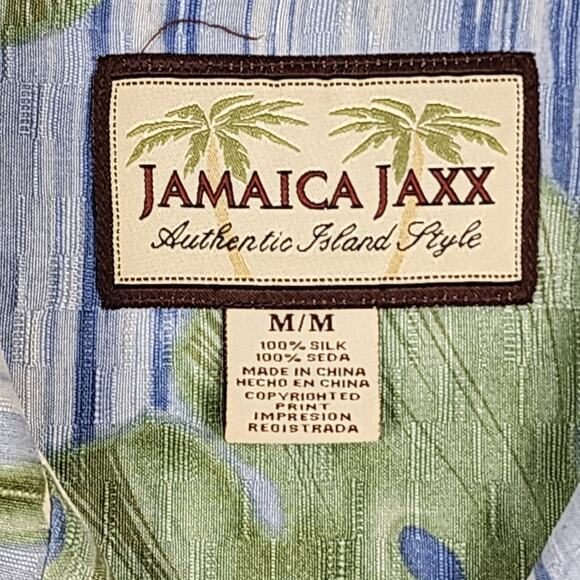 Jamaica Jaxx Men's Silk Shirt Short Sleeve Button Up Authentic Island Style Med - Picture 8 of 9